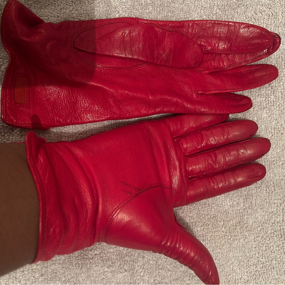 Coach Red Leather Gloves